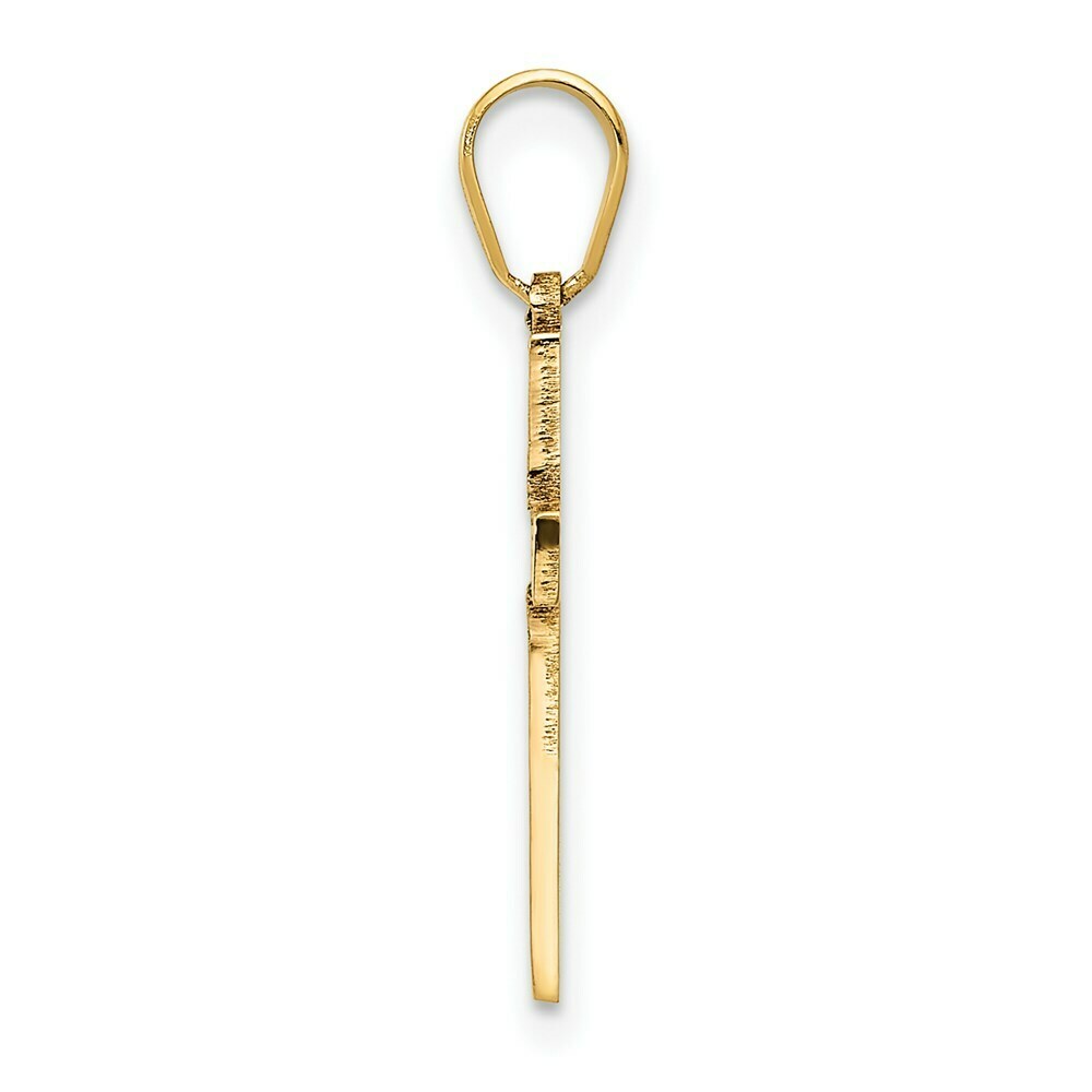 14K Yellow Gold Laser Designed Cross 21mm length