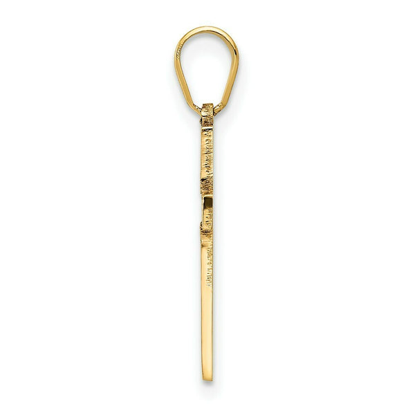 14K Yellow Gold Laser Designed Cross 21mm length