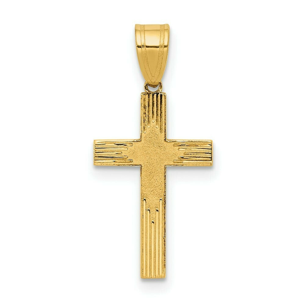 14K Yellow Gold Laser Designed Cross 21mm length
