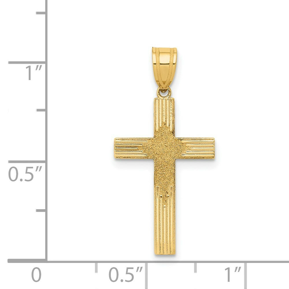 14K Yellow Gold Laser Designed Cross 26mm length