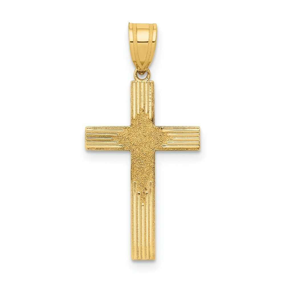 14K Yellow Gold Laser Designed Cross 26mm length