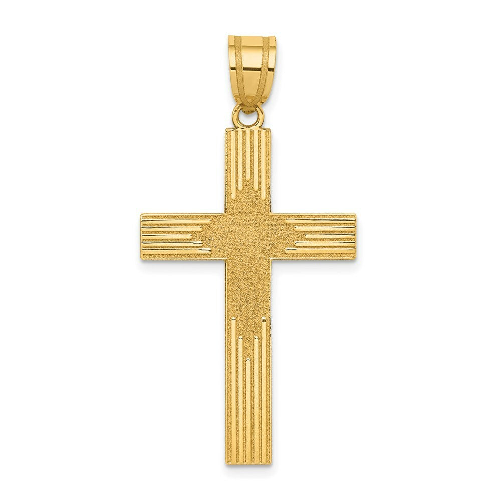 14K Yellow Gold Laser Designed Cross 33mm length