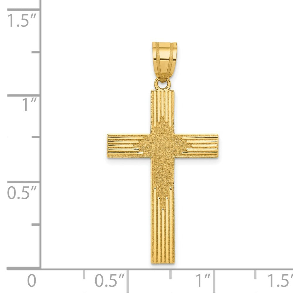 14K Yellow Gold Laser Designed Cross 33mm length