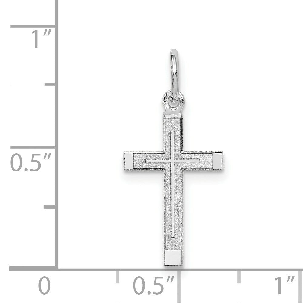 14K White Gold Laser Designed Cross Charm 23mm length