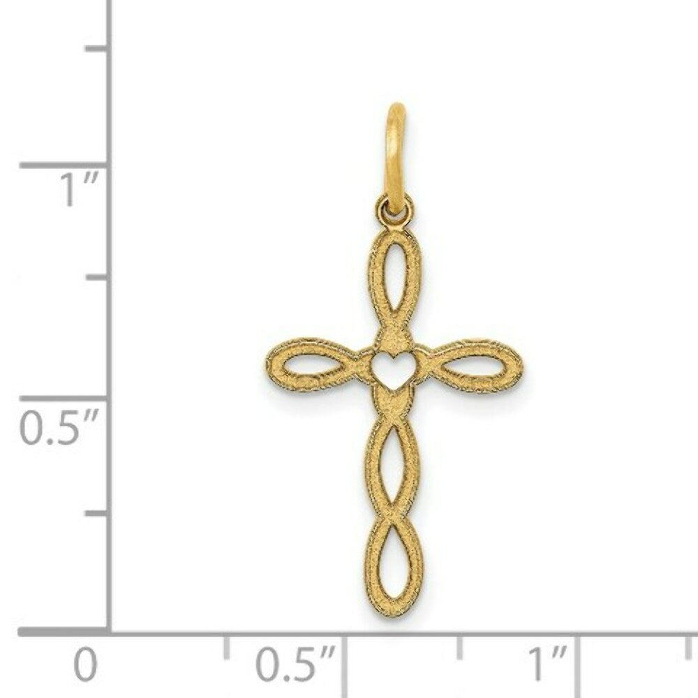 14K Yellow Gold Laser Designed Cross Pendant 27mm length