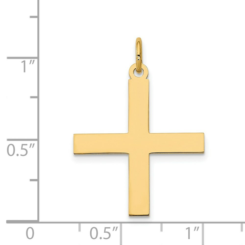 14K Yellow Gold Laser Designed Cross Pendant 26mm length