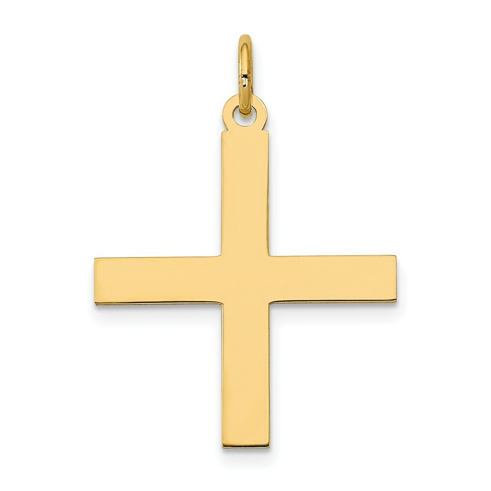 14K Yellow Gold Laser Designed Cross Pendant 26mm length