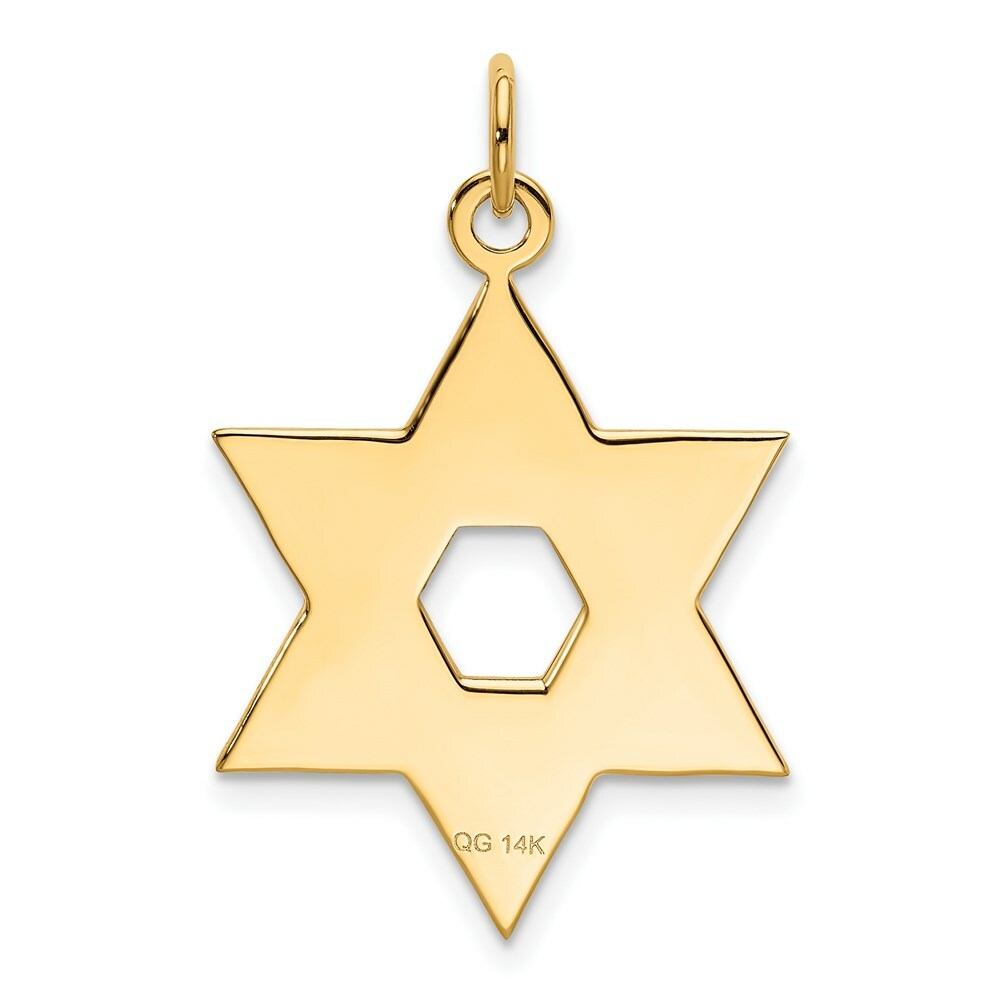 14K Yellow Gold Laser Designed Star of David Pendant