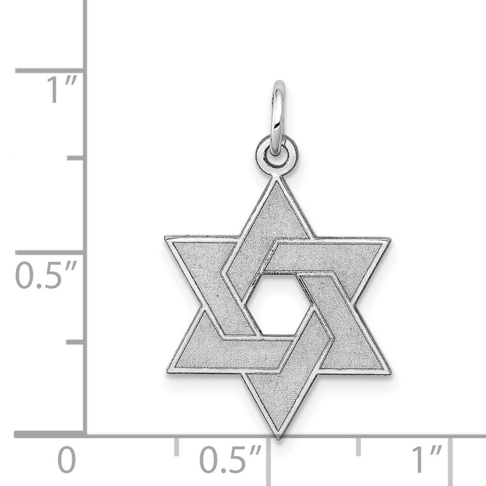 14K White Gold Laser Designed Star of David Pendant 26mm length