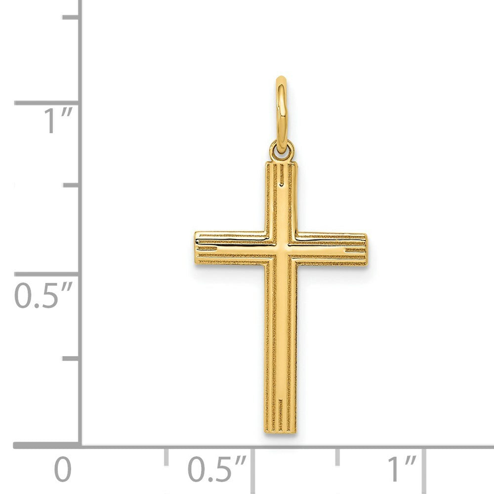 14K Yellow Gold Laser Designed Cross Pendant 26mm length