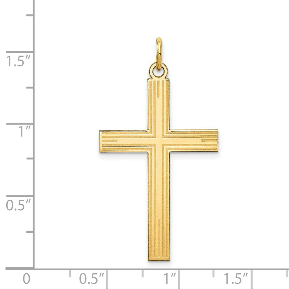14K Yellow Gold Laser Designed Cross Pendant 39mm length
