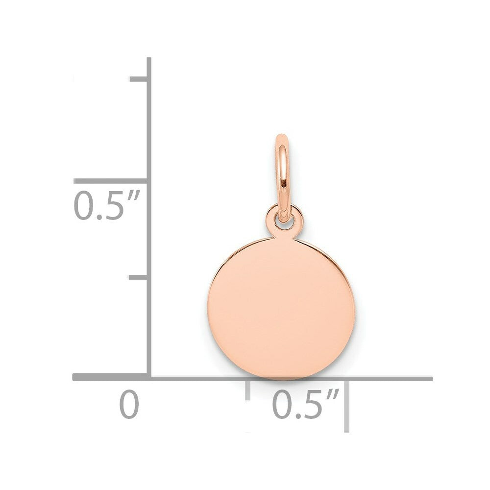 14K Rose Gold Plain .009 Gauge Circular Engraveable Disc Charm Pendant