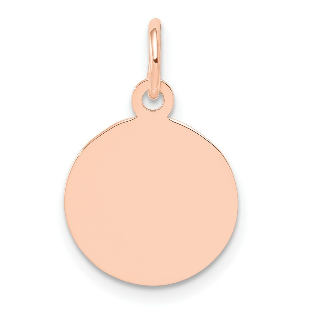 14K Rose Gold Plain .035 Gauge Circular Engraveable Disc Charm Pendant