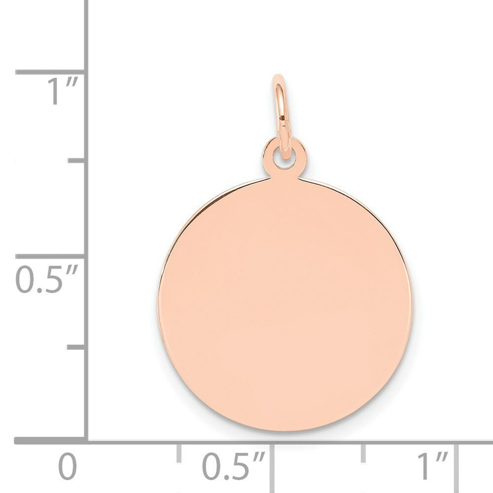 14K Rose Gold Plain .011 Gauge Circular Engraveable Disc Charm Pendant