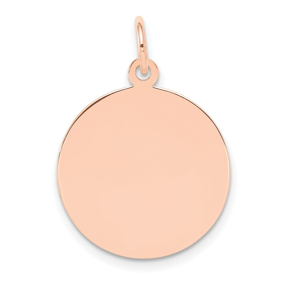 14K Rose Gold Plain .009 Gauge Circular Engraveable Disc Charm Pendant