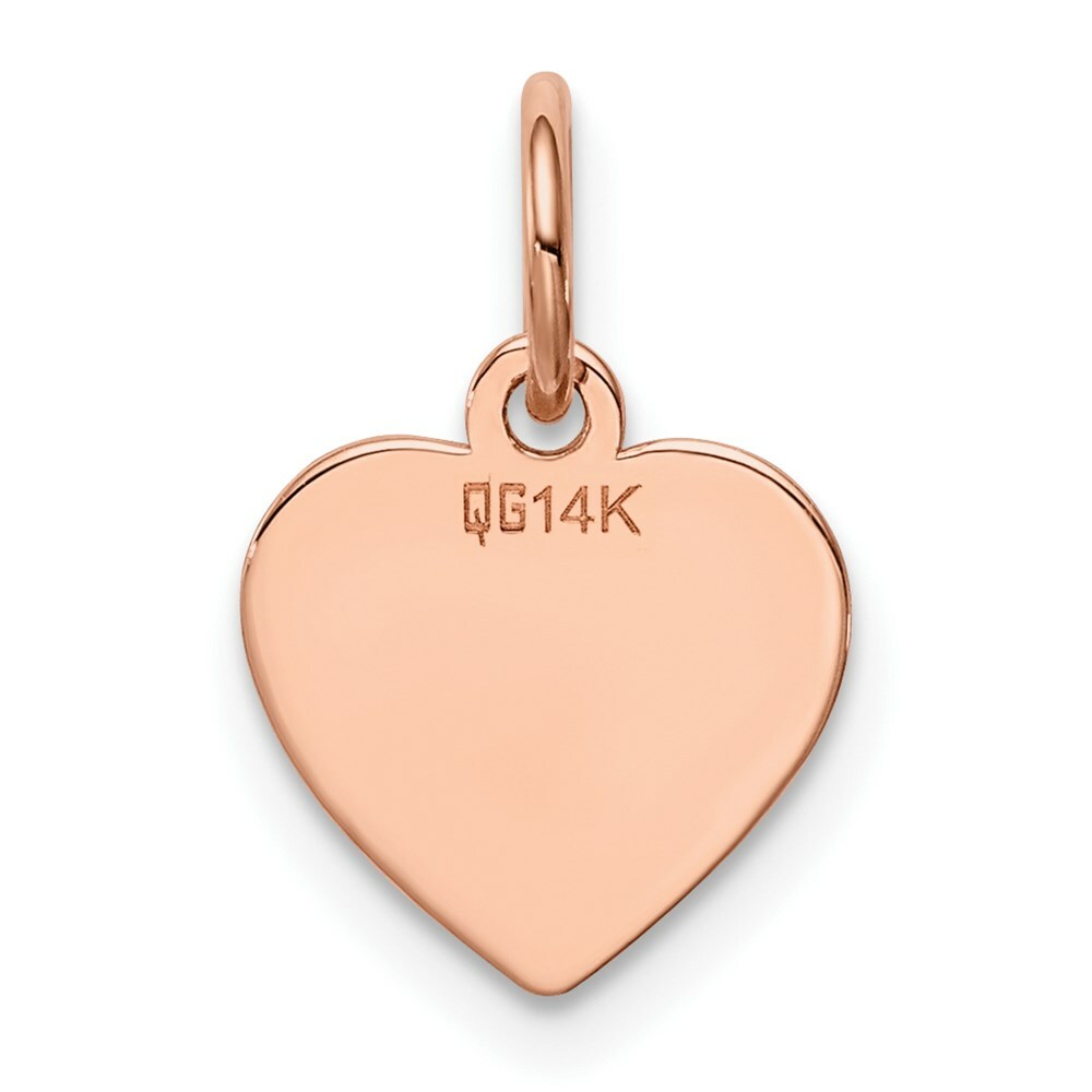 14K Rose Gold Plain .011 Gauge Engraveable Heart Disc Charm Pendant
