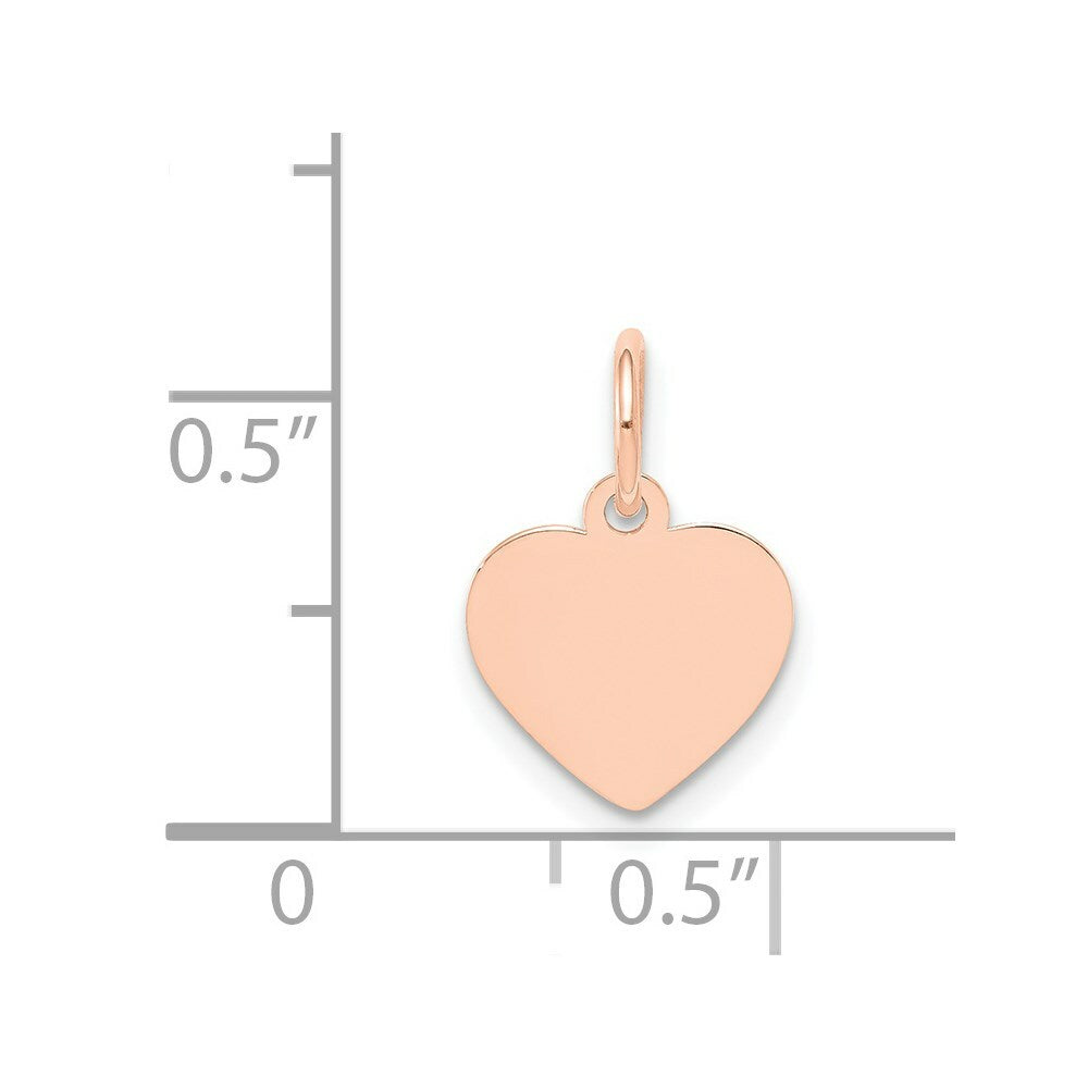 14K Rose Gold Plain .011 Gauge Engraveable Heart Disc Charm Pendant