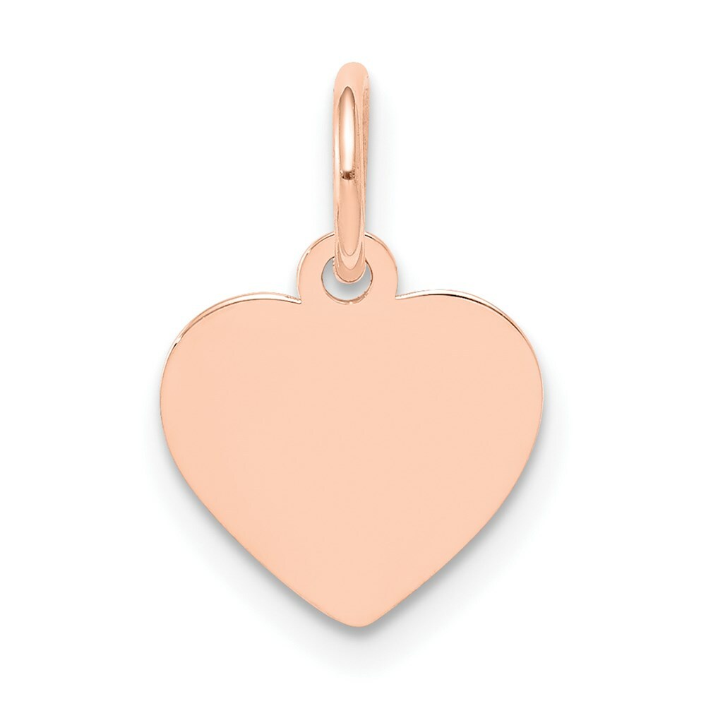 14K Rose Gold Plain .018 Gauge Engraveable Heart Disc Charm Pendant