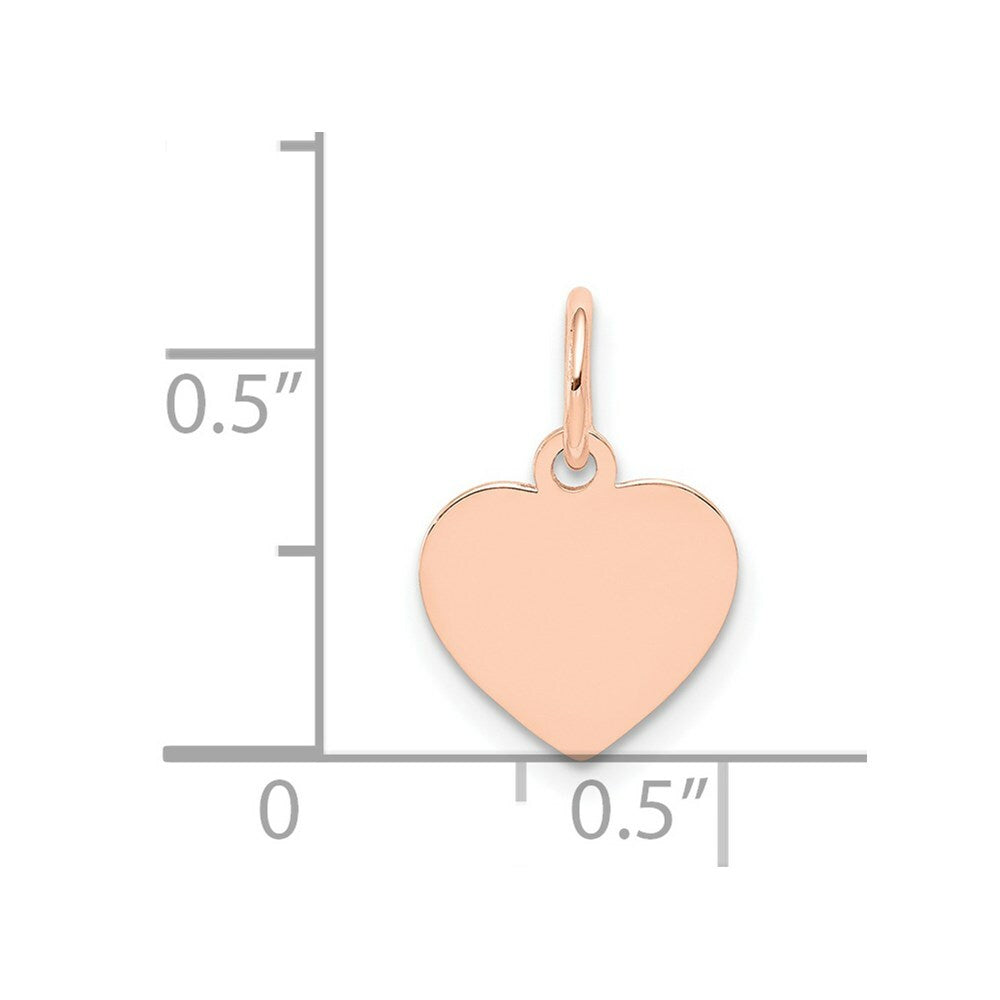 14K Rose Gold Plain .018 Gauge Engraveable Heart Disc Charm Pendant