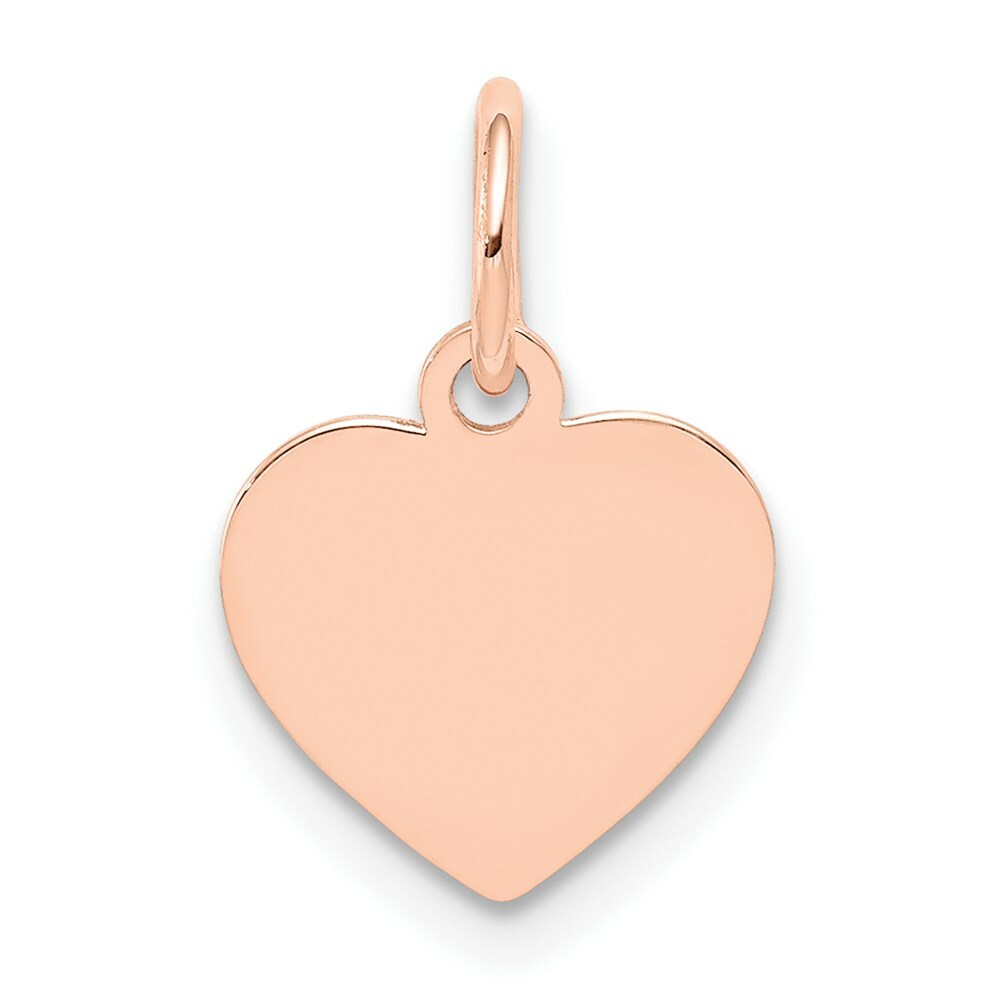 14K Rose Gold Plain .018 Gauge Engraveable Heart Disc Charm Pendant