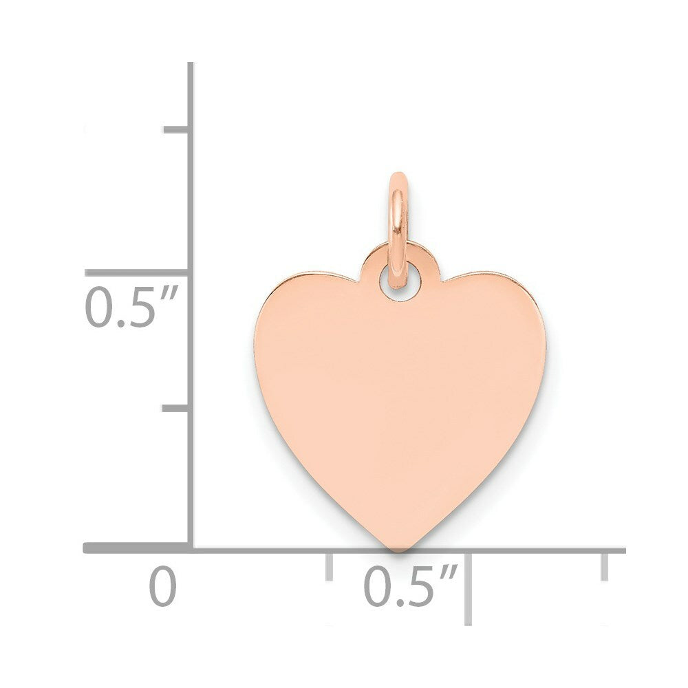 14K Rose Gold Plain .011 Gauge Engravable Heart Disc 13mm Charm Pendant