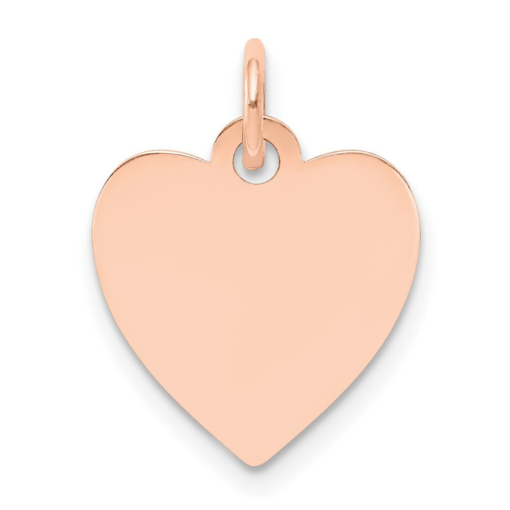 14K Rose Gold Plain .011 Gauge Engravable Heart Disc 13mm Charm Pendant