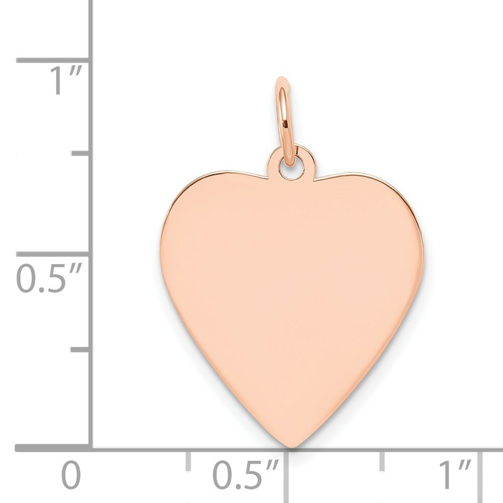 14K Rose Gold Plain .018 Gauge Engraveable Heart Disc Charm Pendant