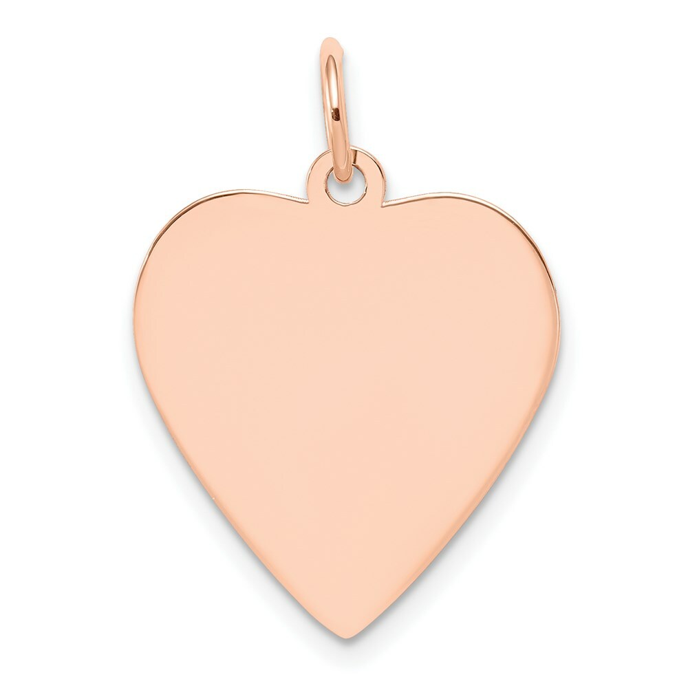 14K Rose Gold Plain .027 Gauge Engraveable Heart Disc Charm Pendant