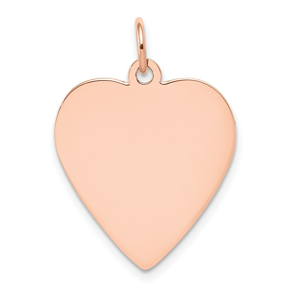 14K Rose Gold Plain .027 Gauge Engraveable Heart Disc Charm Pendant