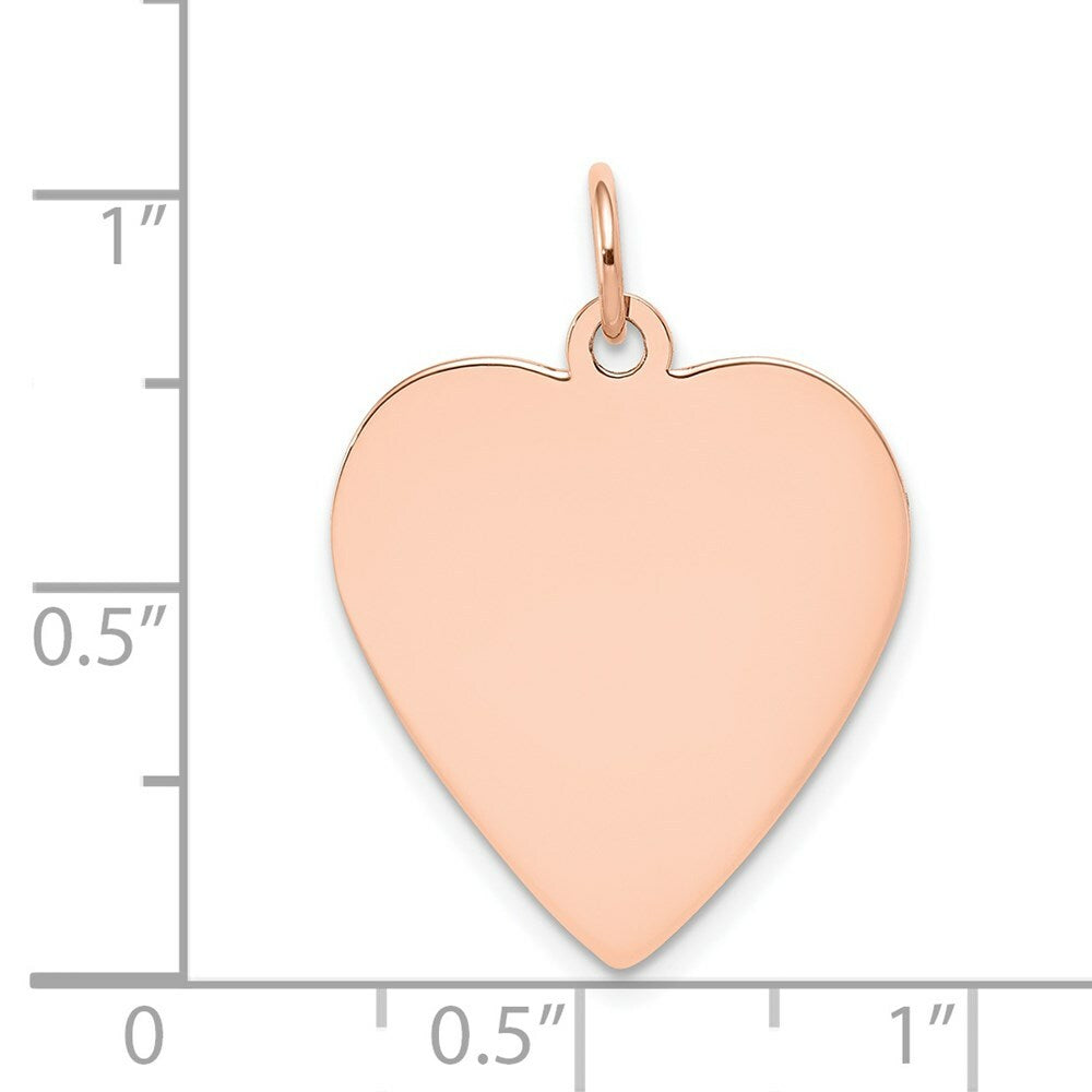 14K Rose Gold Plain .018 Gauge Engraveable Heart Disc Charm Pendant
