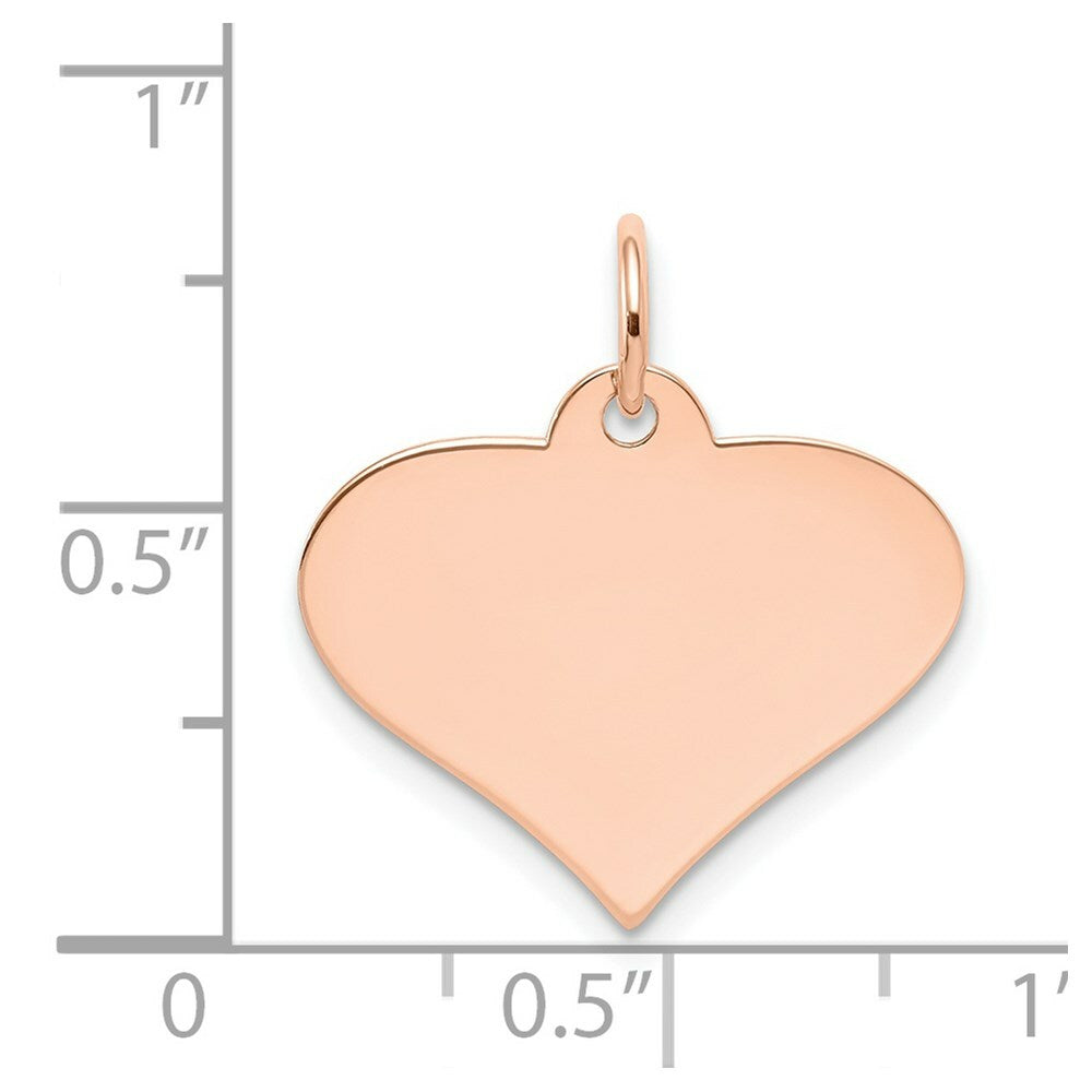 14K Rose Gold Plain .027 Gauge Engraveable Heart Disc Charm