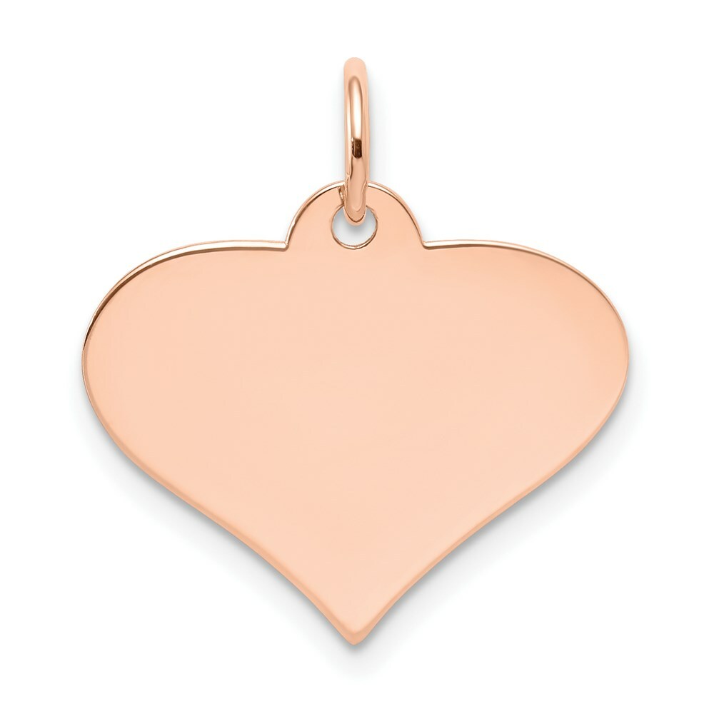 14K Rose Gold Plain .027 Gauge Engraveable Heart Disc Charm