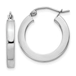 Load image into Gallery viewer, 14K White Gold Square Tube Hoop Earrings  3mm width
