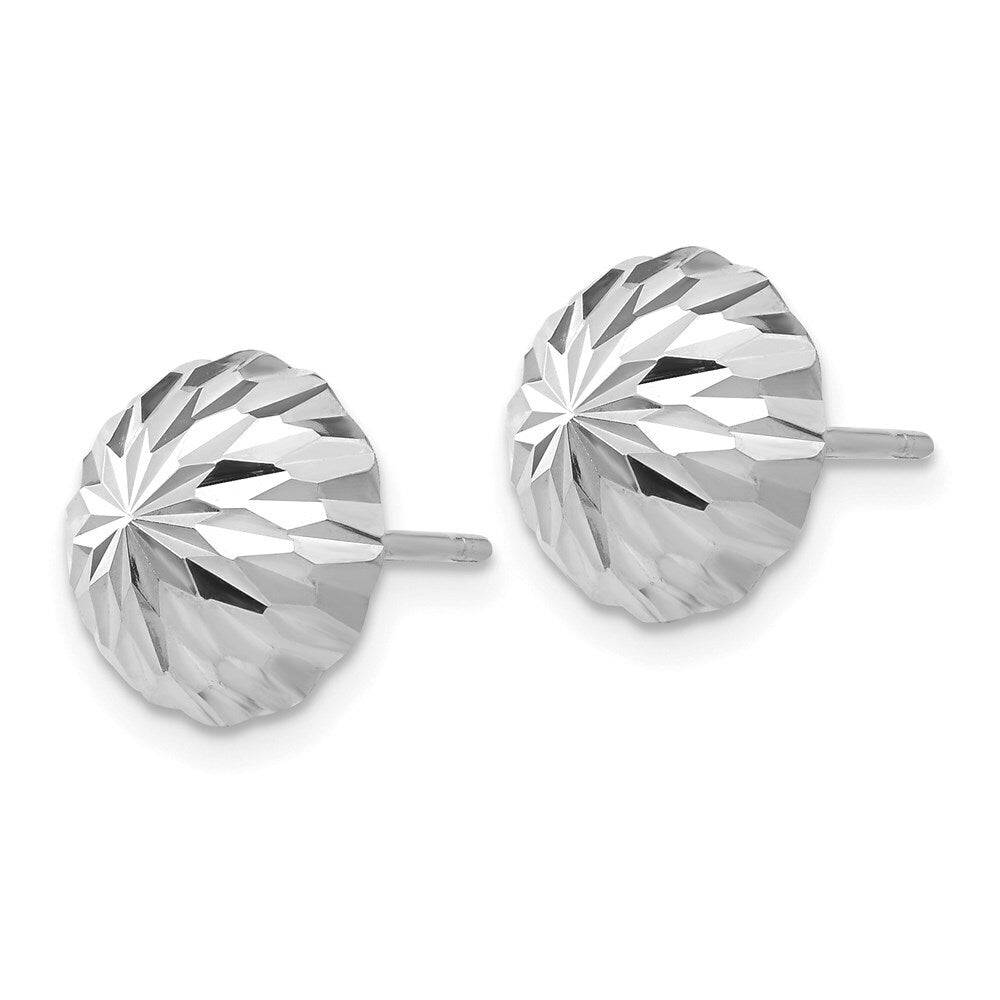 14K White Gold Polished & Diamond-Cut Half Ball Post Earrings