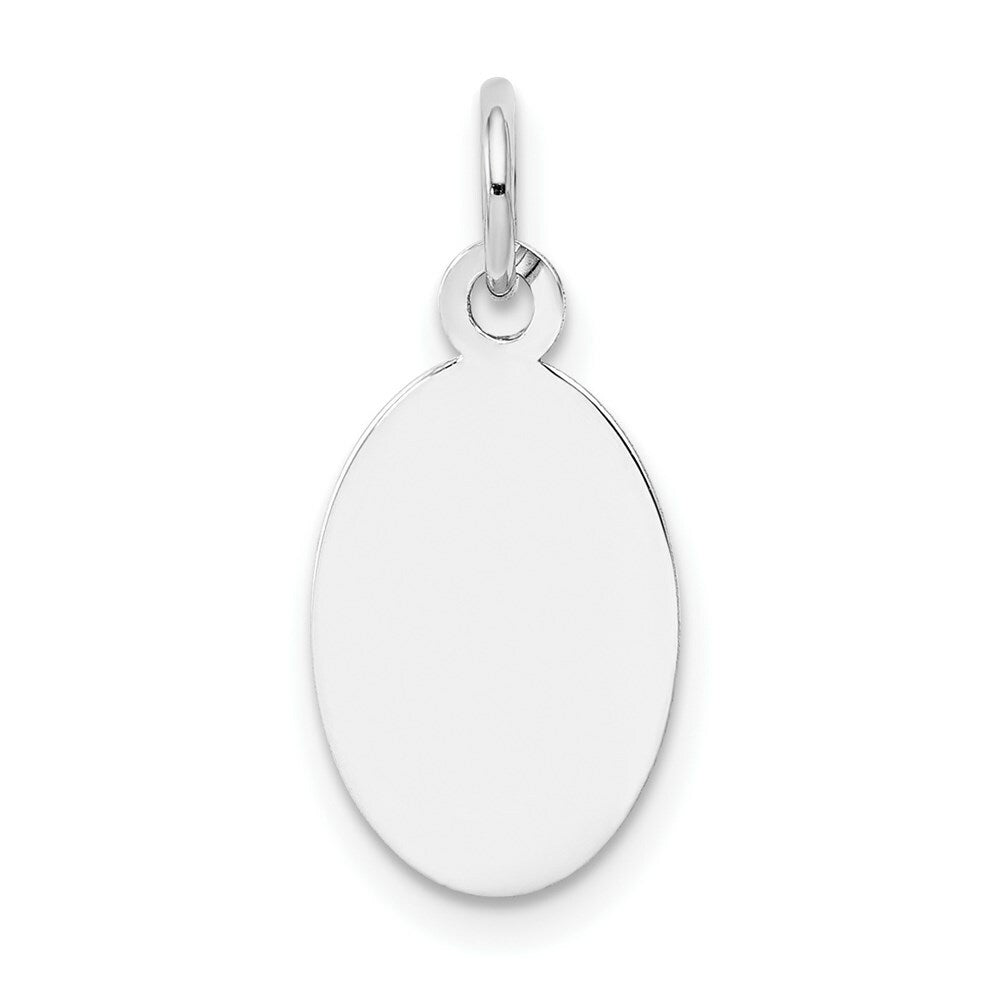 14K White Gold Plain .027 Gauge Oval Engravable Disc Charm 20mm length