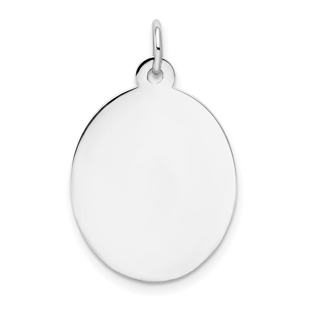 14K White Gold Plain .027 Gauge Oval Engravable 20x16mm Disc Charm