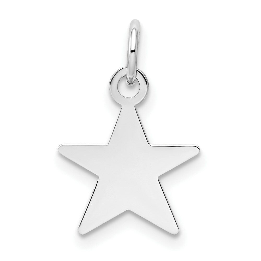 14K White Gold Plain .018 Gauge Engravable Star 12mm Charm