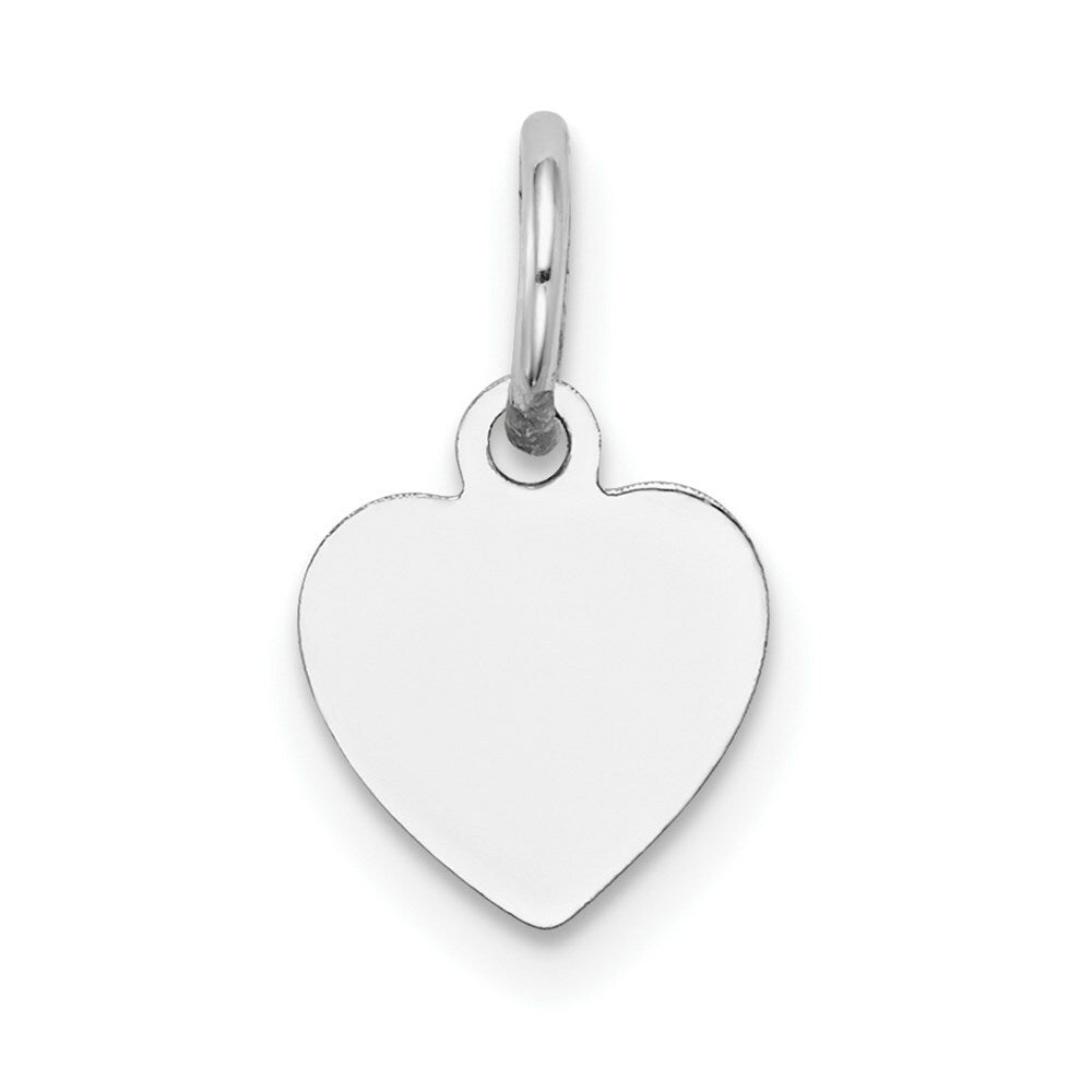 14K White Gold Plain .011 Gauge Engravable Heart 8mm Charm