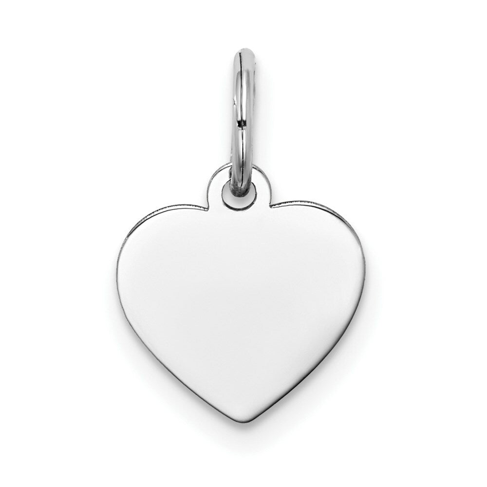 14K White Gold Plain .011 Gauge Engravable Heart 10mm Charm