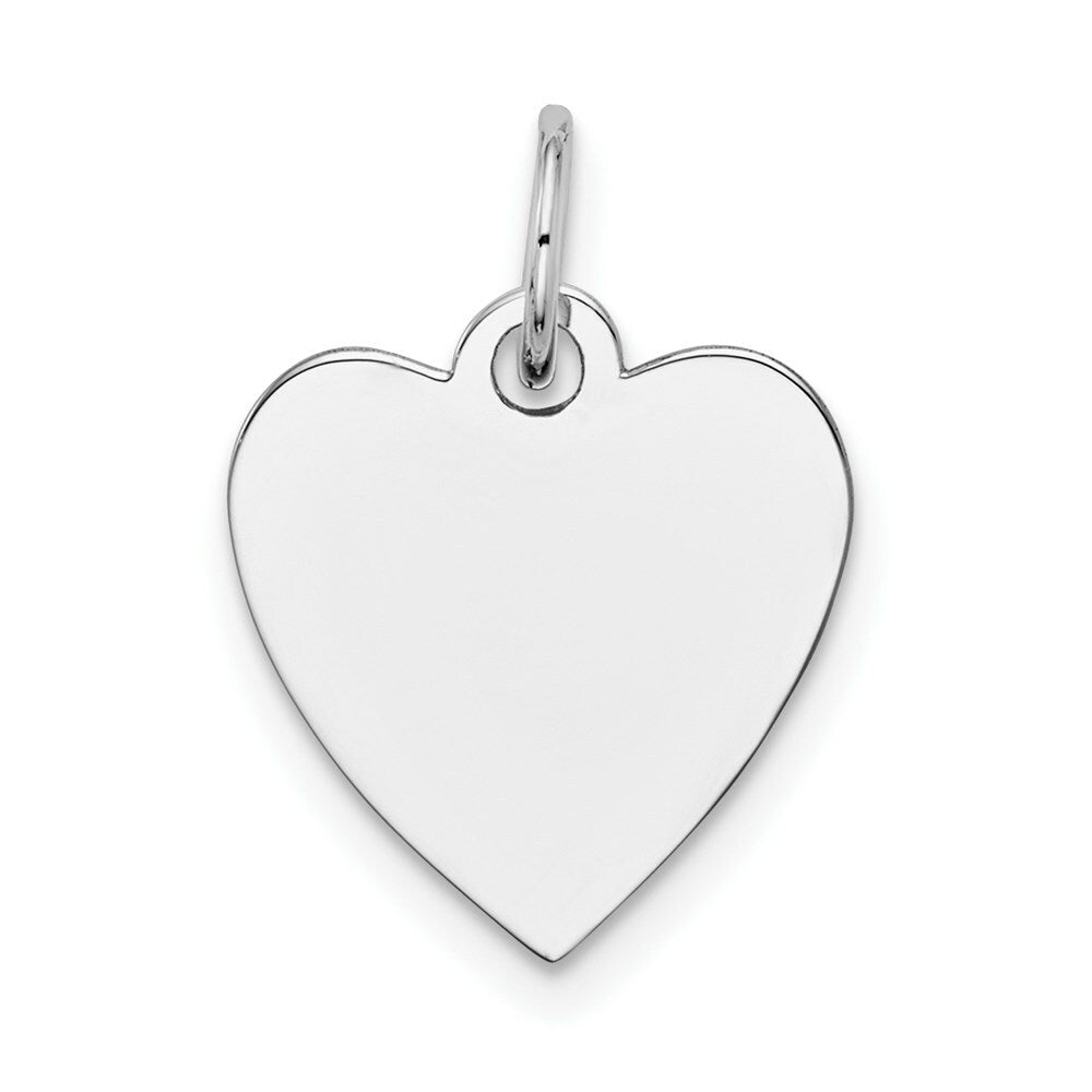 14K White Gold Plain .013 Gauge Engravable Heart 13mm Charm