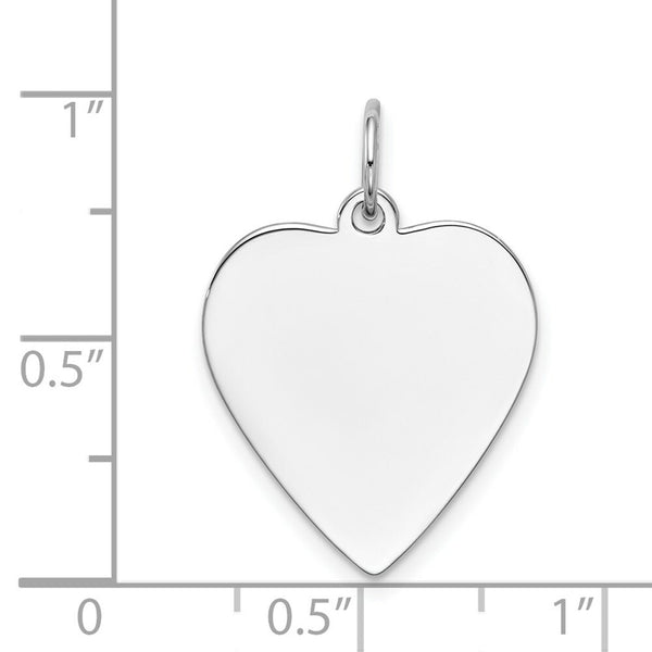14K White Gold Plain .011 Gauge Engravable Heart 20x12mm Charm