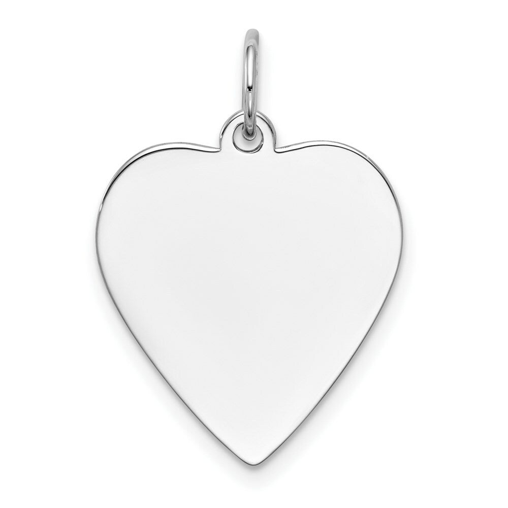 14K White Gold Plain .018 Gauge Engravable Heart 20x12mm Charm