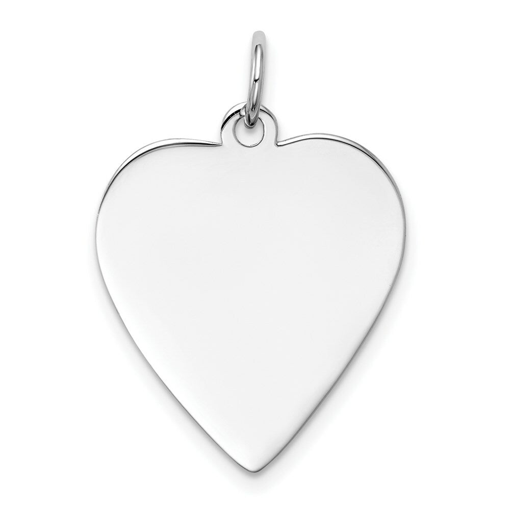 14K White Gold Plain .011 Gauge Engravable Heart 22x19mm Charm