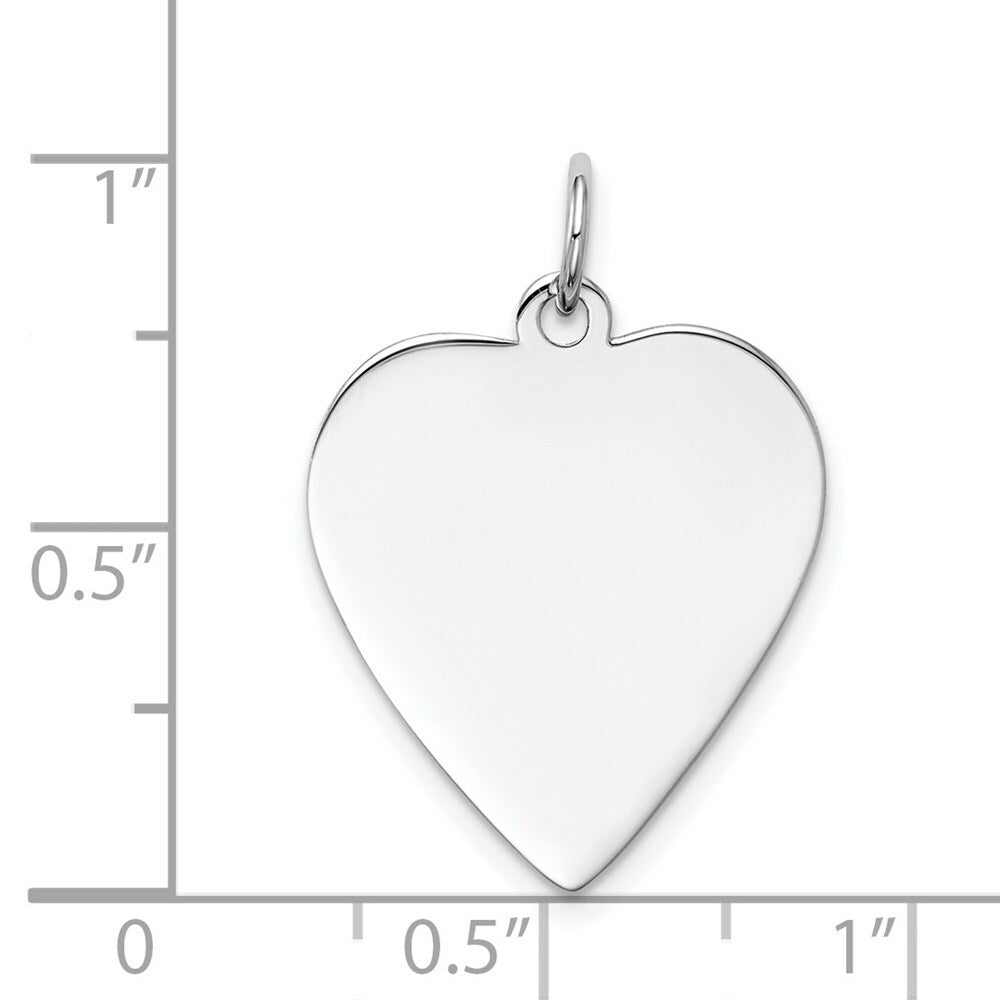 14K White Gold Plain .011 Gauge Engravable Heart 22x19mm Charm