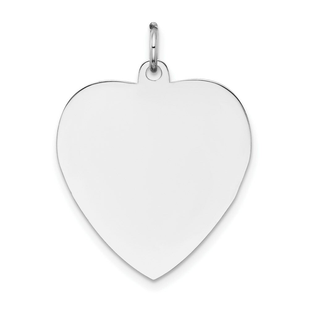 14K White Gold Plain .013 Gauge Engravable Heart 22x21mm Charm