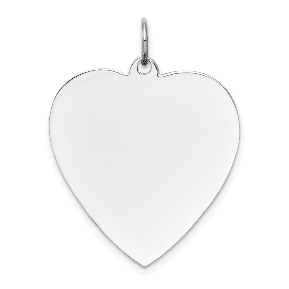 14K White Gold Plain .018 Gauge Engravable Heart 26x24mm Charm