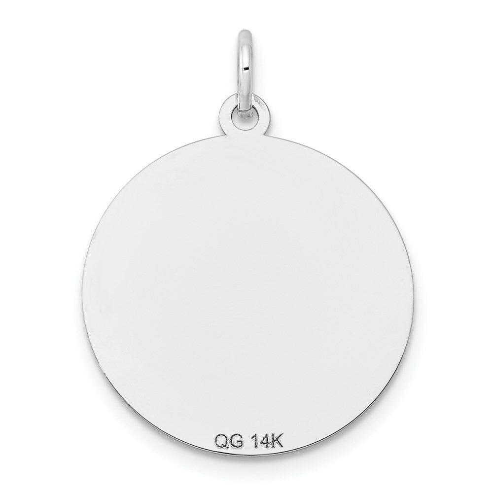 14K White Gold Etched Design .018 Gauge Round Engravable 19mm Charm
