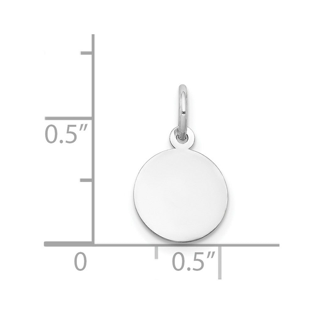14K White Gold Plain .013 Gauge Round Engravable 10mm Disc Charm
