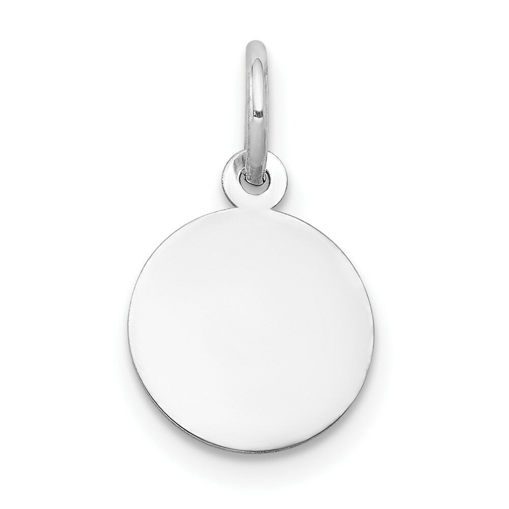 14K White Gold Plain .018 Gauge Round Engravable 10mm Disc Charm