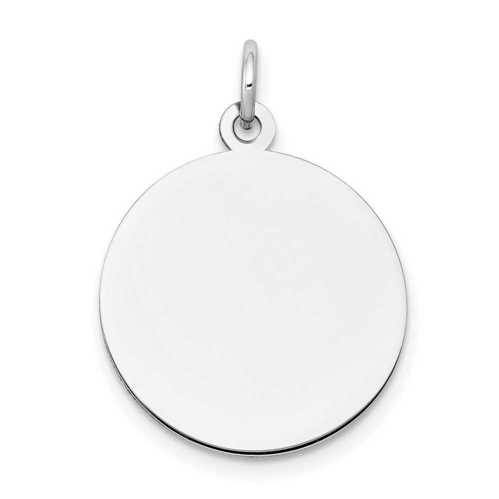 14K White Gold Plain .011 Gauge Round Engravable 18mm Disc Charm